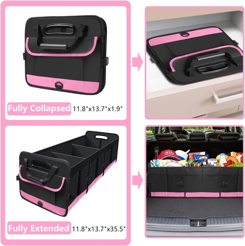 AOPHY Trunk Organizer for Car, 95L Large Capacity Trunk Storage with Non-Slip Bottom Strips, Cargo Organizer for Suv, Truck, Sedan, Waterproof Portable Car Organizers for Women Men(Pink) - Image 5